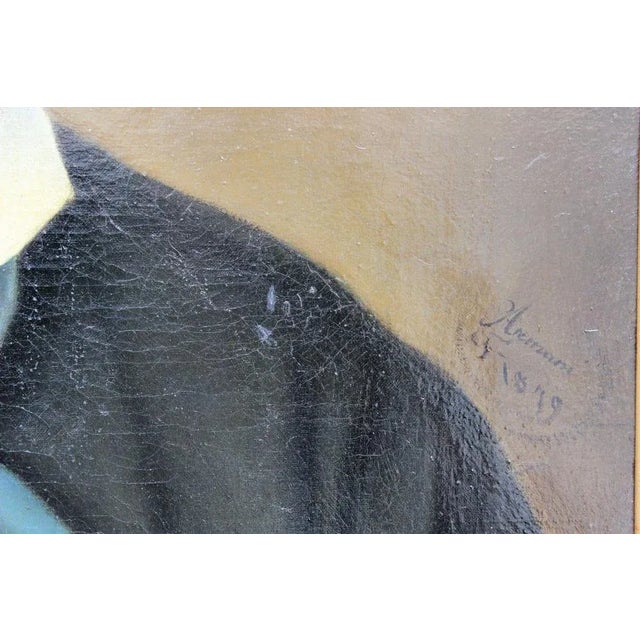 Italian Artist, Portraits, 1879, Oil Paintings, Framed, Set of 2 For Sale - Image 10 of 12