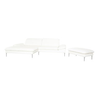 White Leather Corner Sofa and Ottoman from Willi Schillig, Set of 2 For Sale