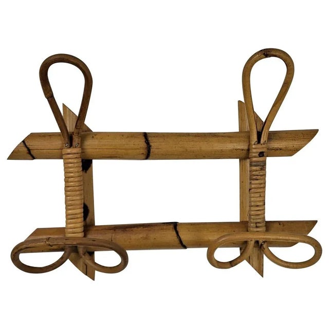 Wood Italian French Bamboo Rattan Coat Hanger, 1960s For Sale - Image 7 of 7