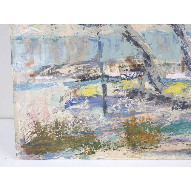 Vintage Modernist Coastal Landscape Painting For Sale - Image 4 of 8