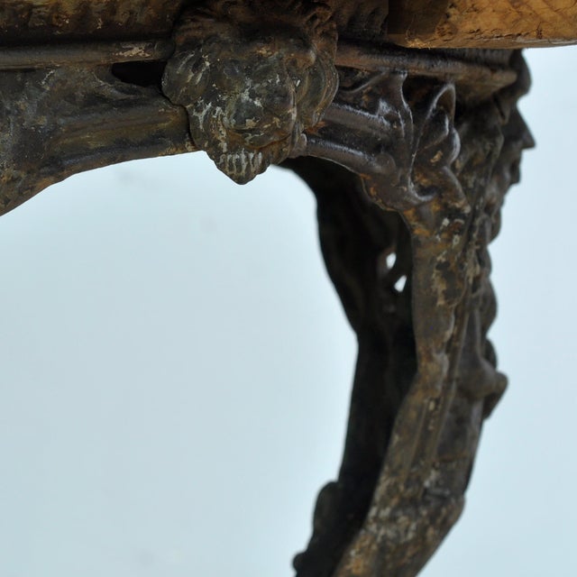 Wood Cast Iron Garden Table with Pine Top, 1890 For Sale - Image 7 of 11
