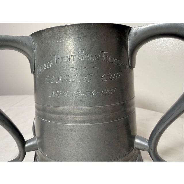 Antique 1901 Hand Engraved Pewter Harbor Point Golf Tournament 3 Handle Trophy For Sale - Image 9 of 13