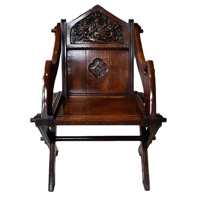 Set of Antique Gothic Oak Glastonbury Chairs For Sale