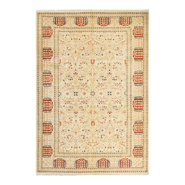 Mogul Collection Hand-Knotted Area Rug - Ivory 6' 4" x 9' 2" For Sale - Image 9 of 9
