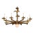 Spanish 1950’s Gilt Iron Twelve-Arm Chandelier With Opaline Glass Center Light For Sale