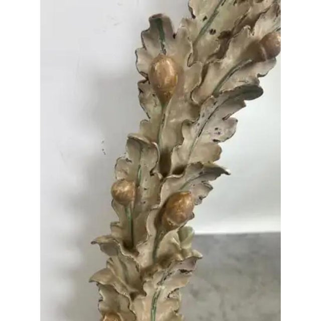 Rustic European Black Forest Style Oval Oak Leaf & Acorn Mirror by Mirror Fair, Stephen Cavallo For Sale - Image 3 of 10