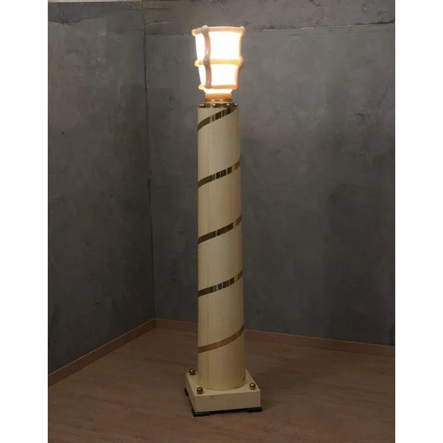 Art Deco Murano Glass and Brass Floor Lamp, 1940s For Sale - Image 9 of 10