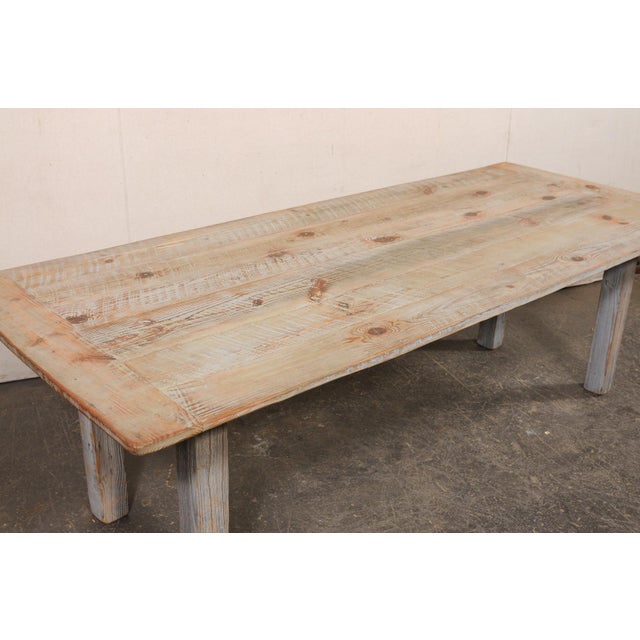 Wood Mid 20th Century Rustic Farmhouse Dining Table, 8+ Ft Long For Sale - Image 7 of 9