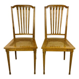 Antique Louis XVI Style Side Chairs With Caned Seats—A Pair For Sale