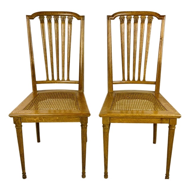 Antique Louis XVI Style Side Chairs With Caned Seats—A Pair For Sale