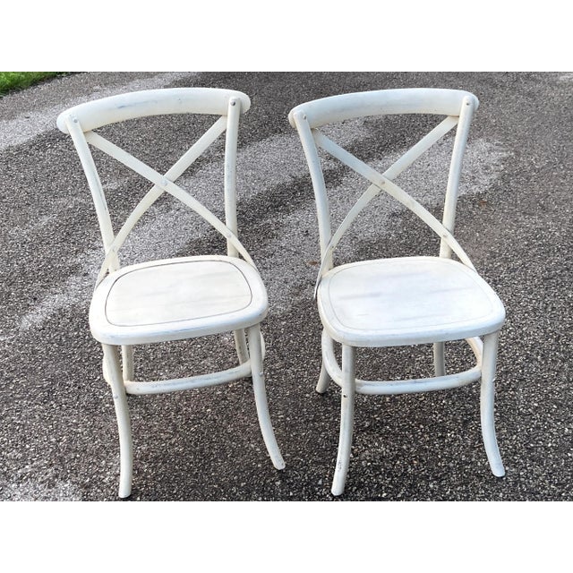 Wood White Palecek Cross Back X-Back Chairs - a Pair For Sale - Image 7 of 7