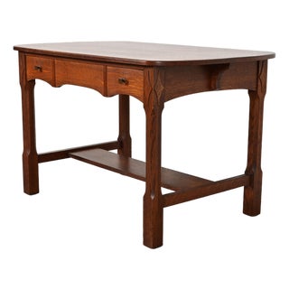 Limbert Antique Mission Oak Arts & Crafts Writing Desk or Library Table, Circa 1910 For Sale