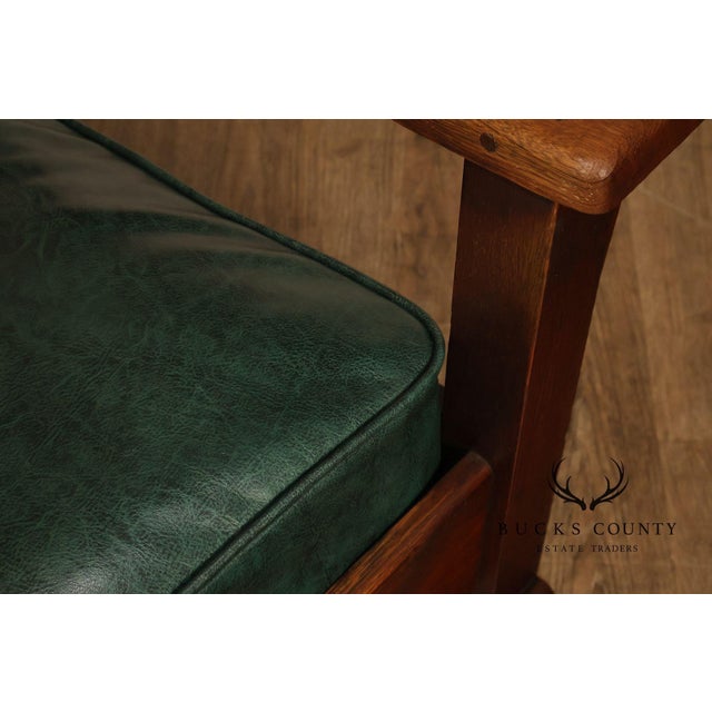 Limbert Arts & Crafts Antique Mission Oak Lounge Chair And Rocking Chair For Sale - Image 10 of 18