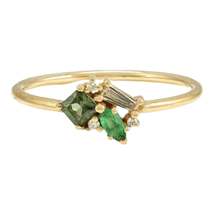 Minimalist Multi Color Gemstone Cluster Ring Size 7