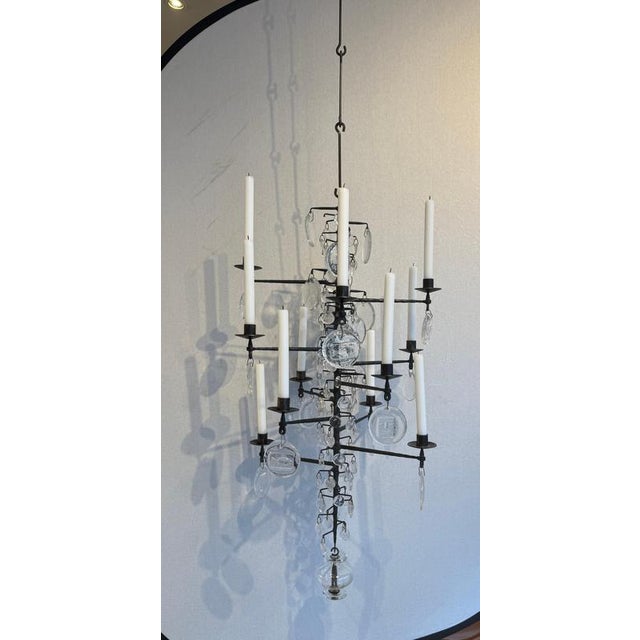 1960s Chandelier by Erik Höglund for Kosta Boda, 1960 For Sale - Image 5 of 10
