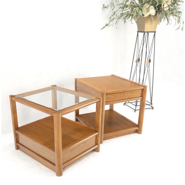 Pair Quality Glass Top One Drawer Side End Tables Nightstands Thomasville Mint! For Sale - Image 10 of 18