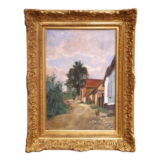 19th Century Oil on Canvas Painting “Paysanne Sur Un Chemin” Signed Edmond Yon For Sale