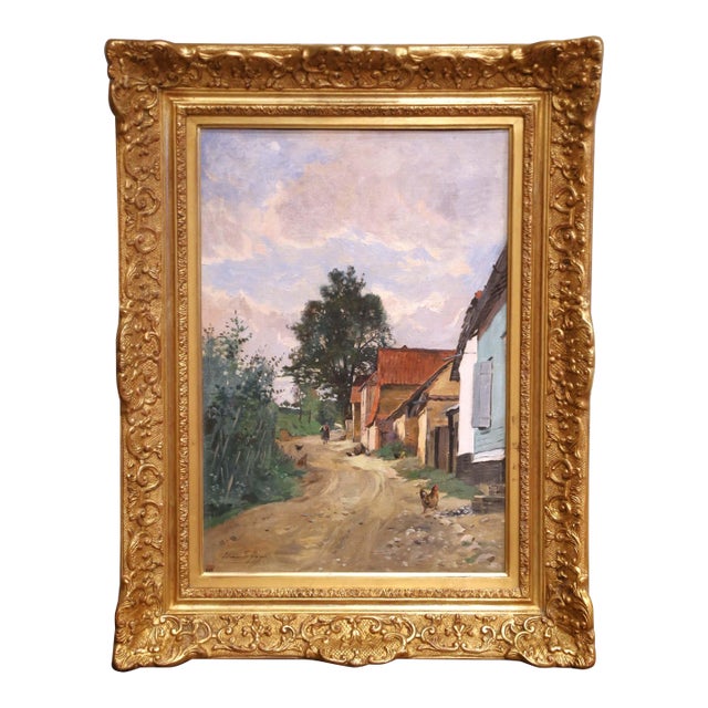19th Century Oil on Canvas Painting “Paysanne Sur Un Chemin” Signed Edmond Yon For Sale
