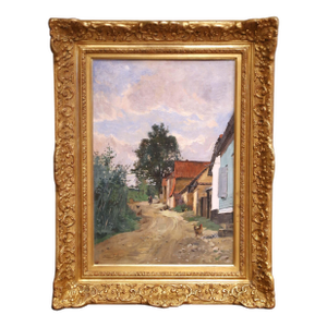 19th Century Oil on Canvas Painting “Paysanne Sur Un Chemin” Signed Edmond Yon
