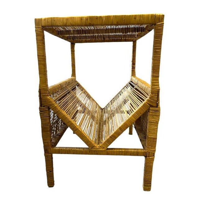 Mid-Century Modern Natural Reed Magazine Table For Sale - Image 3 of 7