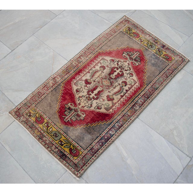1970s Hand Knotted Door Mat, Entryway Rug, Bath Mat, Kitchen Decor, Rug, Turkish Rug, Laundry Room Decor- 1'9" X 3' For Sale - Image 4 of 10