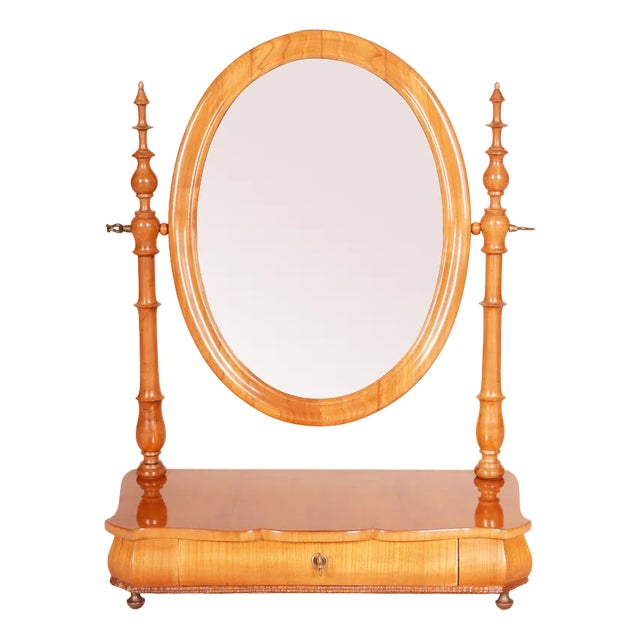 Biedermeier Table Mirror in Cherry Tree, 1860s For Sale