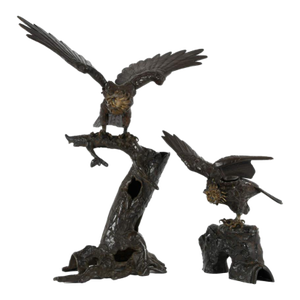 Oversized Bronze Eagle Sculptural Group on Tree Form – Monumental Wildlife Sculpture