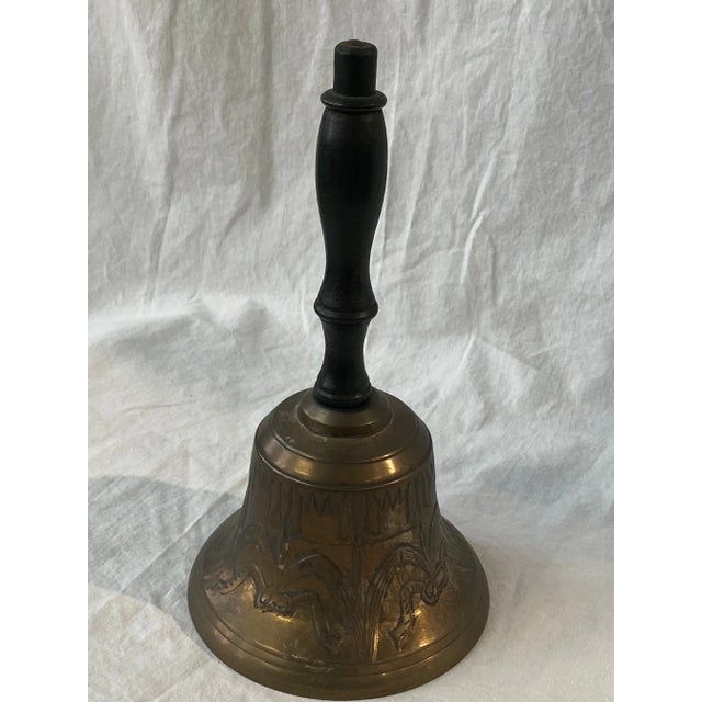 1980s Brass and Wood Decorative Bell For Sale - Image 10 of 10