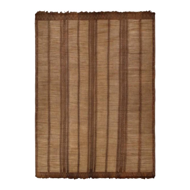 Oversized Vintage Mauritanian Tuareg Mat in Rich Brown Stripes - Rug & Kilim For Sale