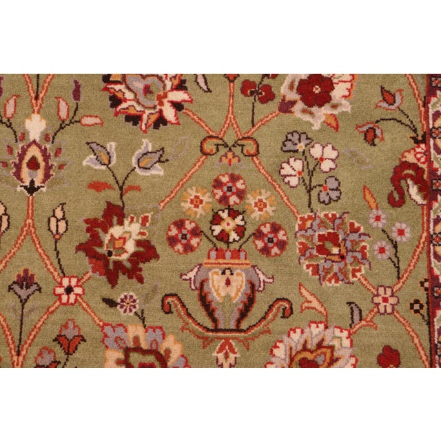 Shabby Chic 1990's Green/Aubergine Wool Rug - 8'0'' X 10'5'' For Sale - Image 4 of 9