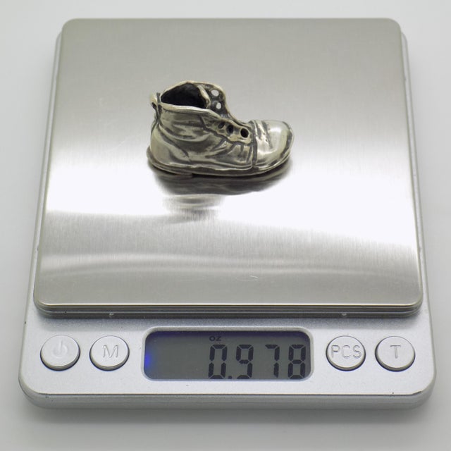 Silver Vintage Italian Handmade Genuine Silver Rare Old Boot Shoe Figurine Miniature For Sale - Image 8 of 9