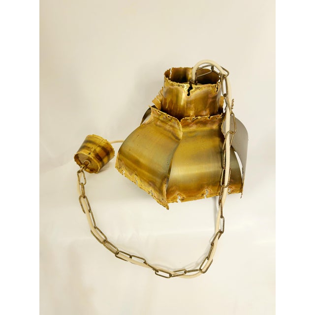 Brutalist Flame-Cut Copper Pendant Lamp attributed to Svend Aage Holm Sørensen, Denmark, 1960s For Sale - Image 3 of 11