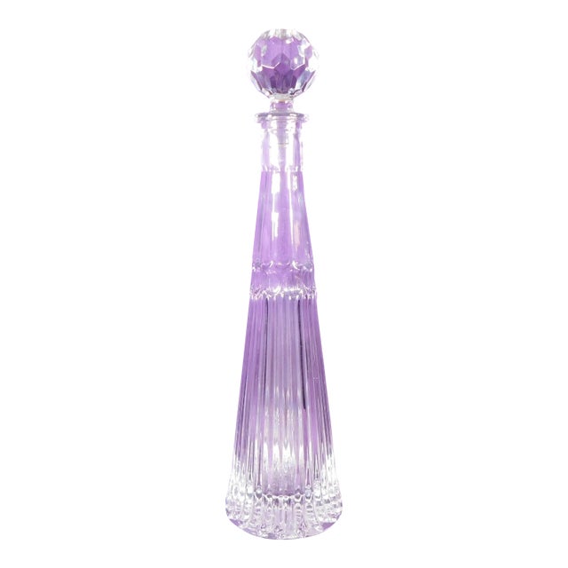 1970s Very Tall Cut Crystal Decanter For Sale