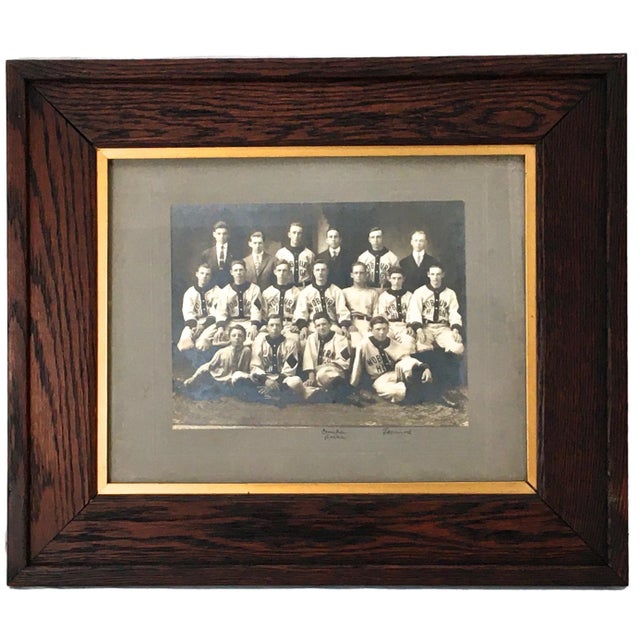 Original Early 1900s Woburn Massachusetts High School Baseball Team Photograph in Nice Oak Frame For Sale - Image 4 of 13