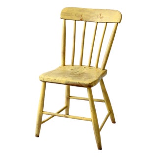 Antique Primitive Painted Plank Seat Chair For Sale