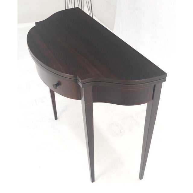 Traditional Flip Top Mahogany One Drawer Console Game Sofa Breakfast Top MINT For Sale - Image 3 of 18