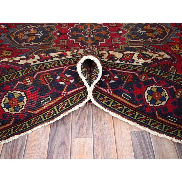 1960s Red Semi Antique Persian Heriz Rug For Sale - Image 9 of 12