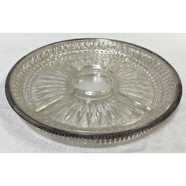 Vintage Silver Plate Serving Tray With Glass Separated Dish Insert For Sale - Image 13 of 13