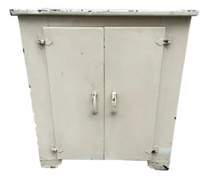 Iron Cabinet with Porcelain Handles, 1920