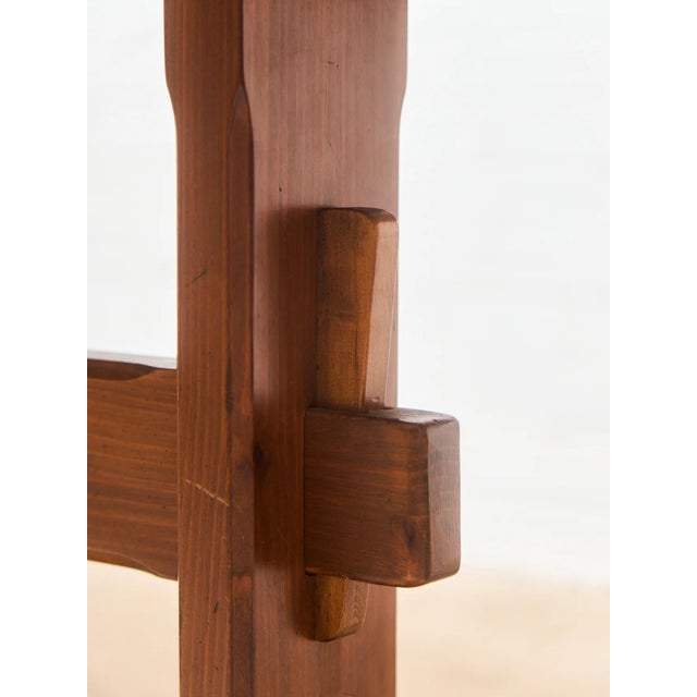 Mid-Century Modern Mid 20th Century Solid Wood Trestle Dining Table For Sale - Image 3 of 7