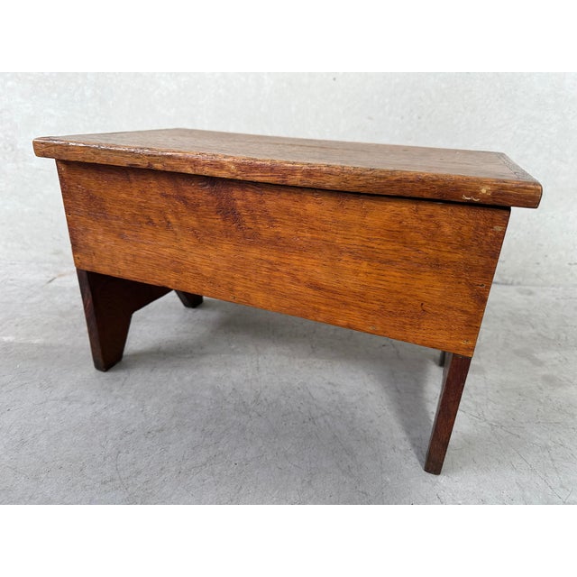 Brown Stool in Oak with Storage For Sale - Image 8 of 8