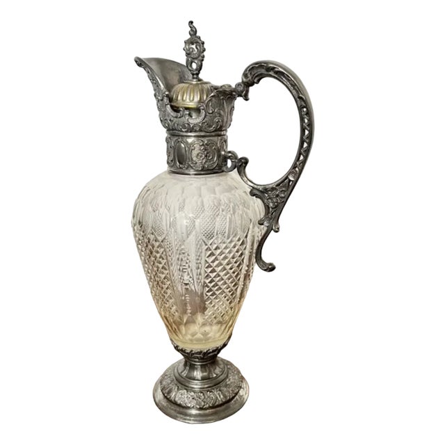 Antique Victorian Cut Glass Claret Jug, 1880s For Sale
