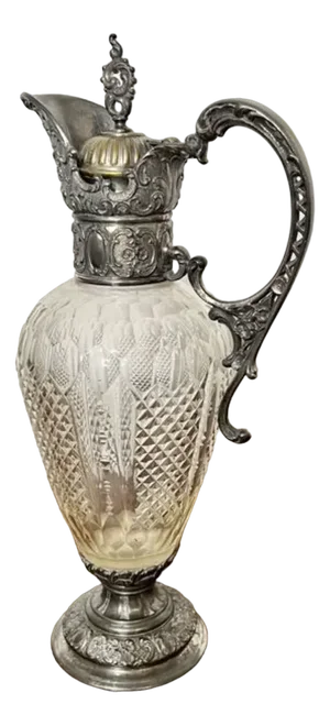 Antique Victorian Cut Glass Claret Jug, 1880s