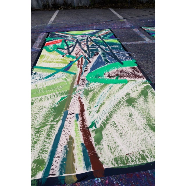 2020s "Mirrored Palms" Large Abstract Acrylic Painting by Simon Findlay For Sale - Image 5 of 18