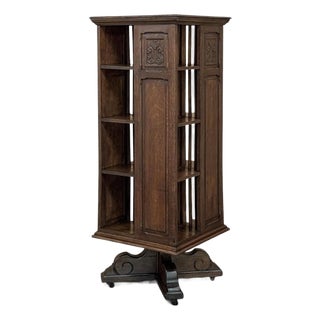 19th Century French Renaissance Revival Oak Revolving Bookcase For Sale