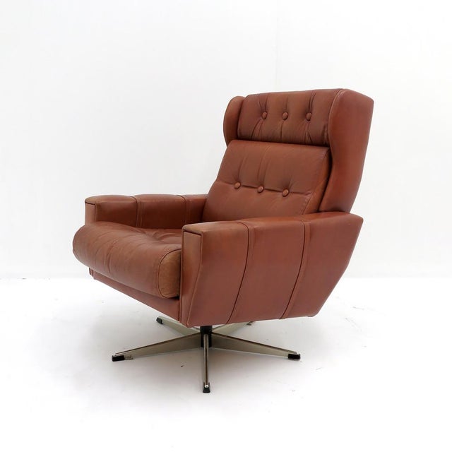 Skipper Mobler Danish Wingback Leather Lounge Chair, 1970 For Sale - Image 4 of 10