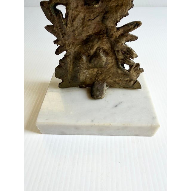 Antique Brass Victorian Couple 3 Arm Girandole Candlestick With Marble Base & Prisms For Sale - Image 11 of 17
