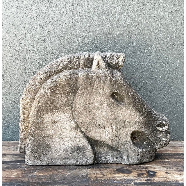 Vintage Cast Concrete Horse Head For Sale - Image 4 of 12