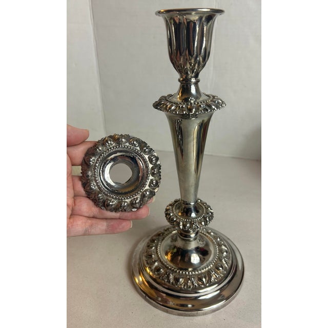 Antique 1800’s Victorian Candlesticks Silverplate Meriden Britannia Company - A Pair For Sale - Image 11 of 11