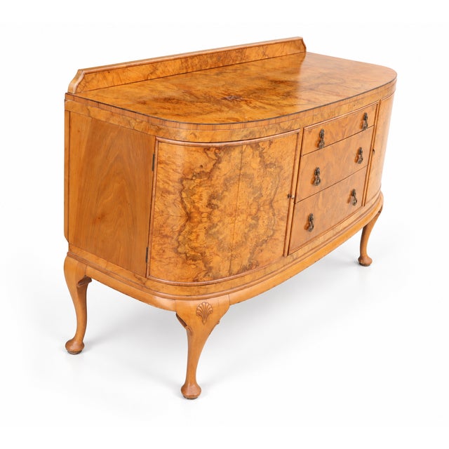 Art Deco Vintage Art Deco–Style Burl Wood Serpentine Buffet / Sideboard For Sale - Image 3 of 10